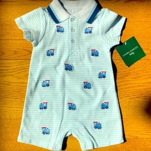 NWT Laura Ashley 6-9 month infant boy train romper 🚂